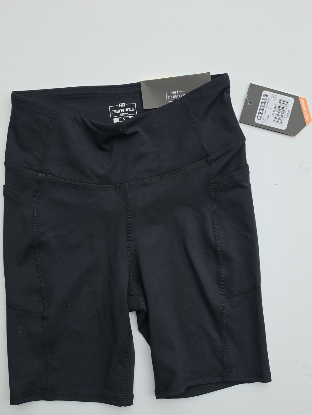 Essentials Black Kids High-Waist Bike Shorts with Pockets